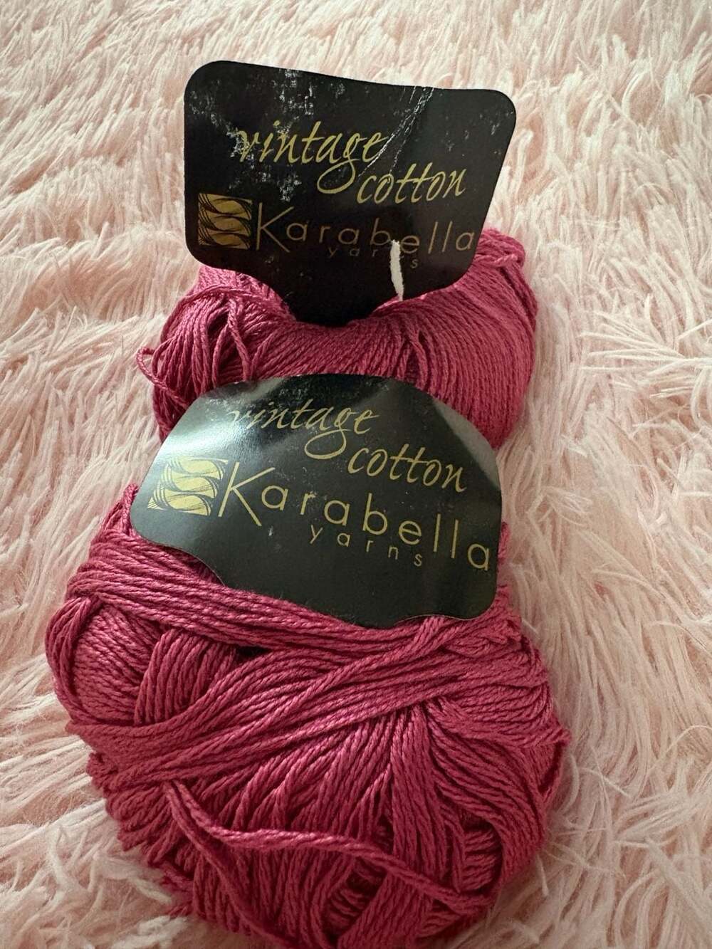 Karabella Vintage Cotton Yarn Color 304 Rose Pink Mercerized Made in Italy